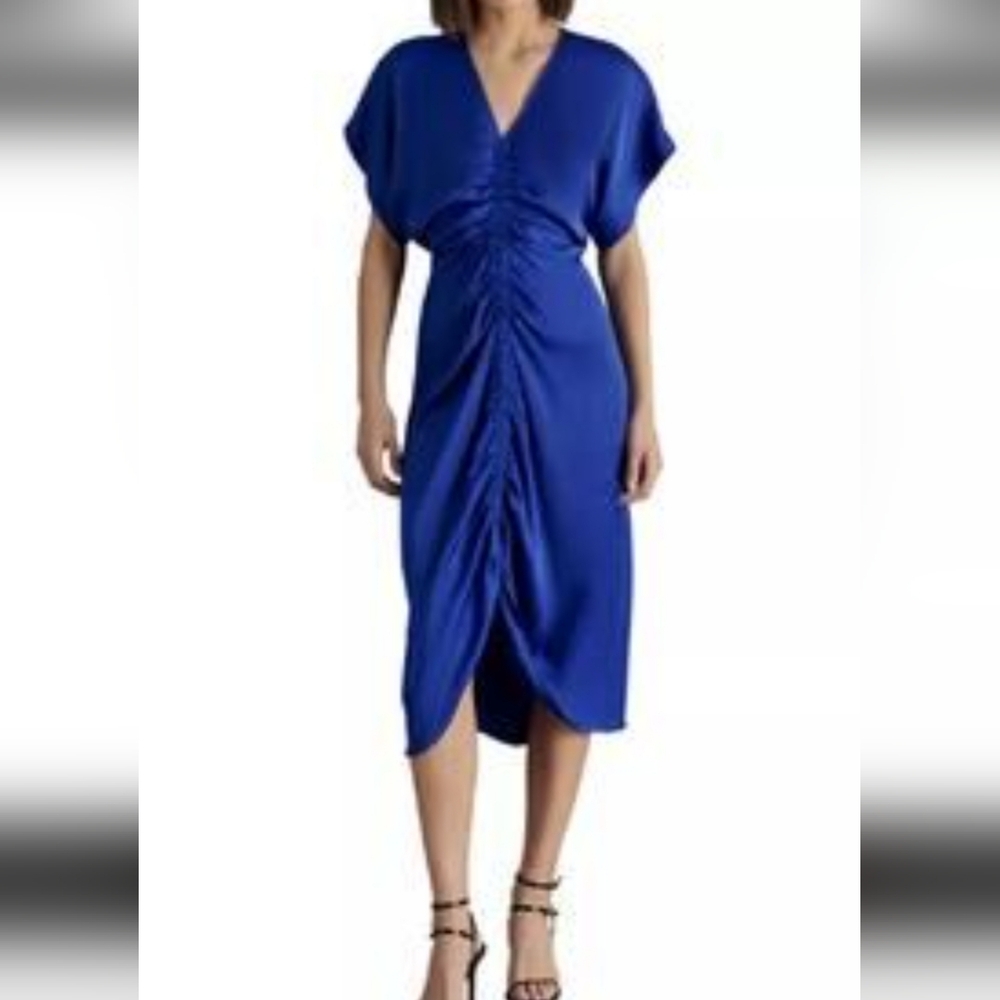Steve Madden Vibrant Blue Ruched Dress Large